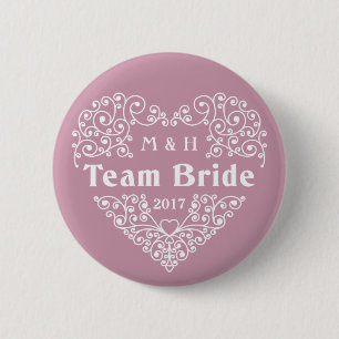 Team Bride kundenspezifische Monogramme und Jahres Button