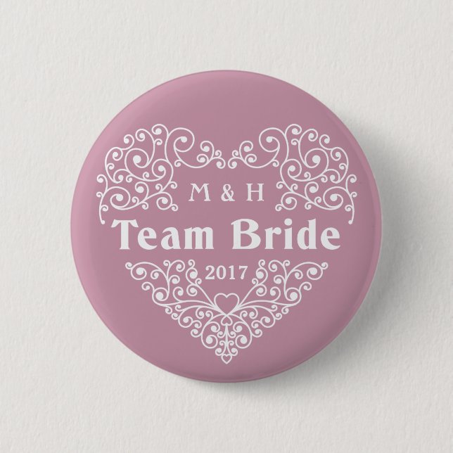 Team Bride kundenspezifische Monogramme und Jahres Button (Vorderseite)