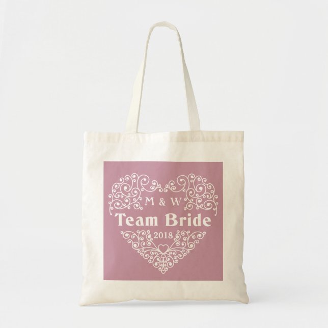 Team Bride kundenspezifische Monogramme und Jahres Tragetasche (Vorne)