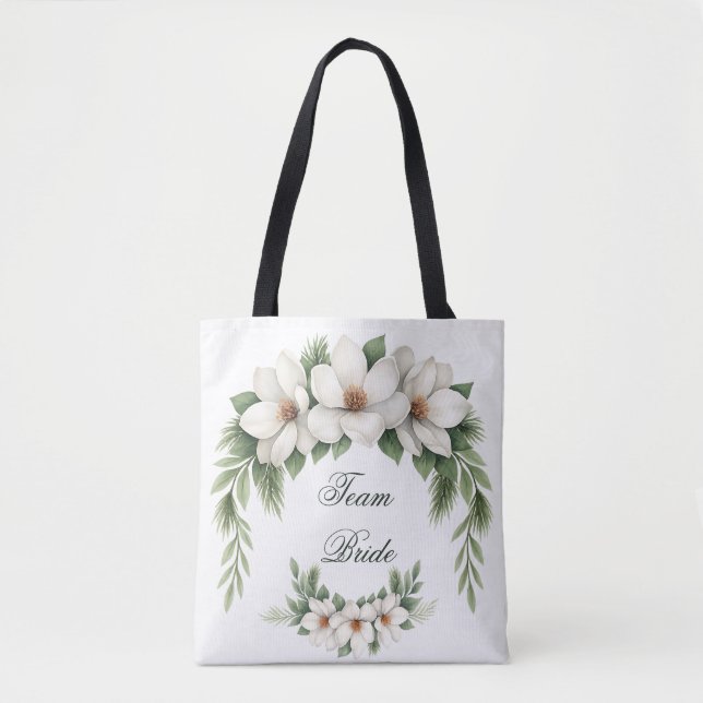 Team Bride Magnolia Winter Wedding Pine Tree (Vorderseite)