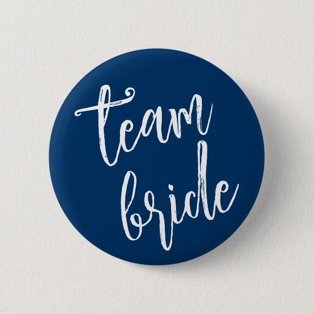 Team Bride Minimal Modern Blau Junggesellinnenabsc Button (Vorderseite)