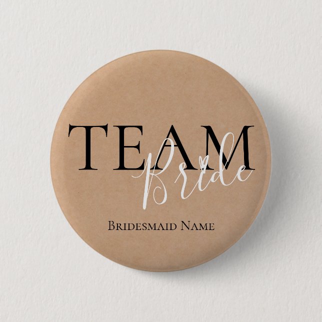 Team Bride | Name Bridesmaid | Hochzeitsknopf Button (Vorderseite)