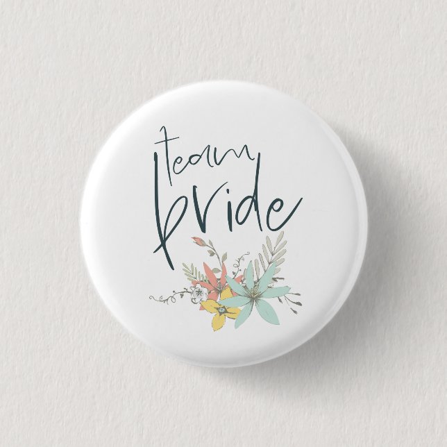 Team Bride Pastel Florals Wedding Button (Vorderseite)