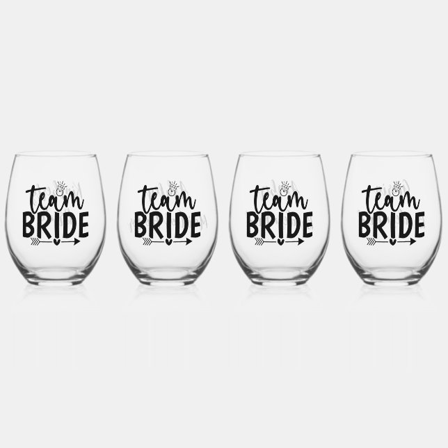 Team Bride Personalisiert Wedding Party-Geschenk Weinglas Ohne Stiel (Vorderseite)