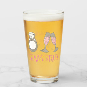 Team Bride Pink Champagne Diamond Ring Hochzeit Glas