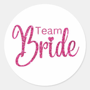 Team Bride Pink Funkelnd Runder Aufkleber