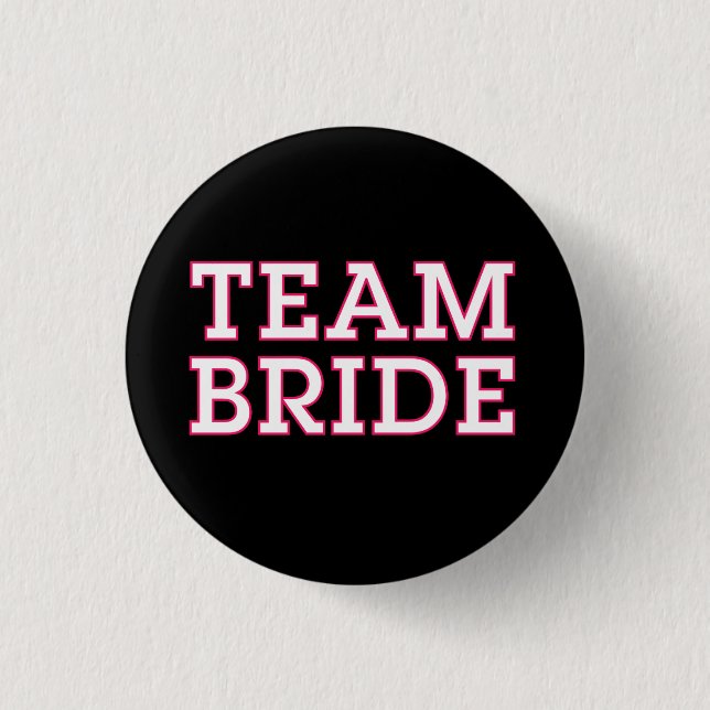 Team Bride Pink Kontur Black Button (Vorderseite)