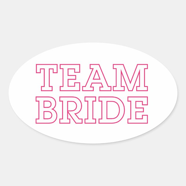 Team Bride Pink Kontur Ovaler Aufkleber (Vorderseite)