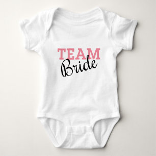 Team Bride Pink Script Baby Strampler