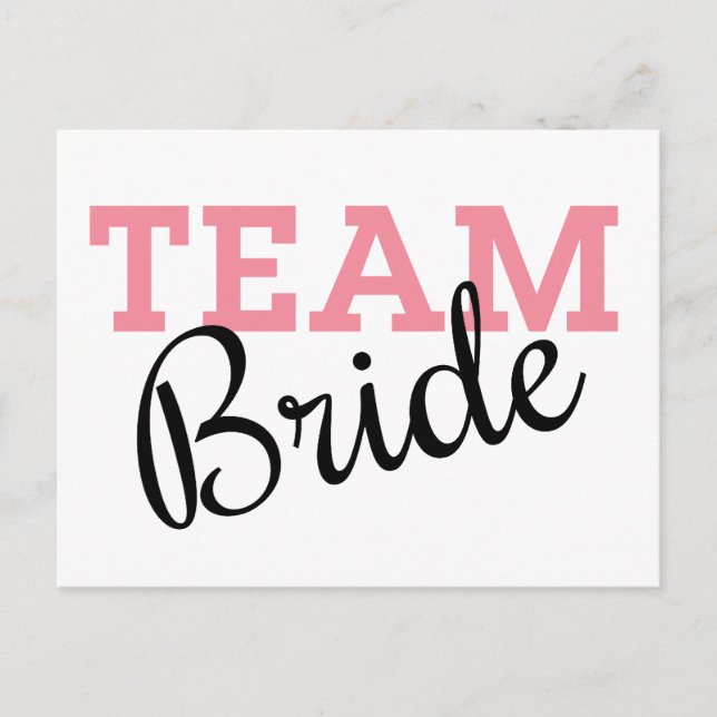 Team Bride Pink Script Postkarte (Vorderseite)
