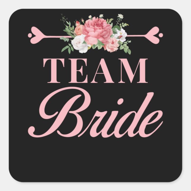 Team Bride Quadratischer Aufkleber (Vorderseite)