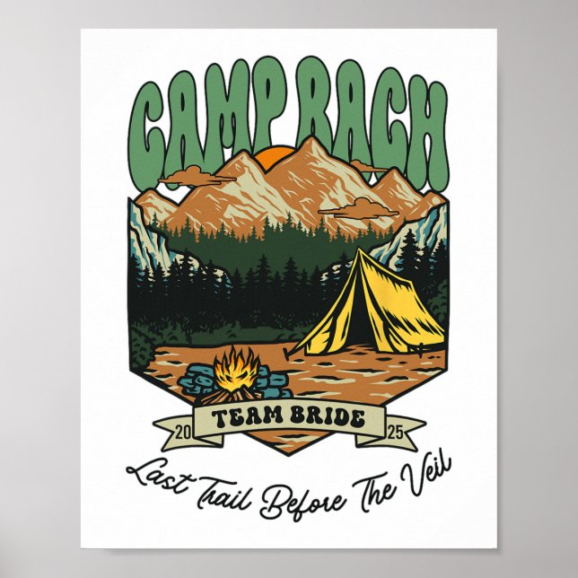 Team Bride Retro Camp Bach Camping Bachelorette Es Poster (Vorne)