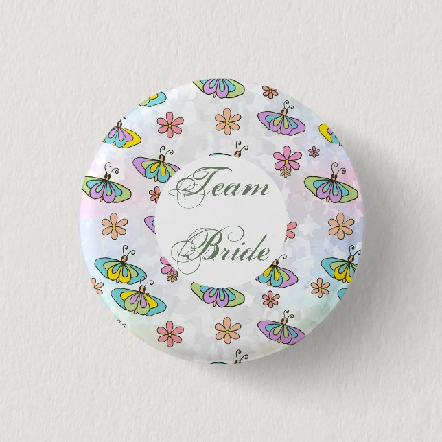 Team Bride, Schmetterlinge Button (Vorderseite)