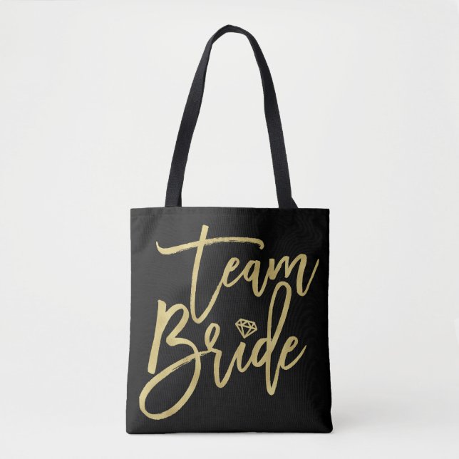Team Bride Script Diamond Brautparty Tote Bag (Vorderseite)