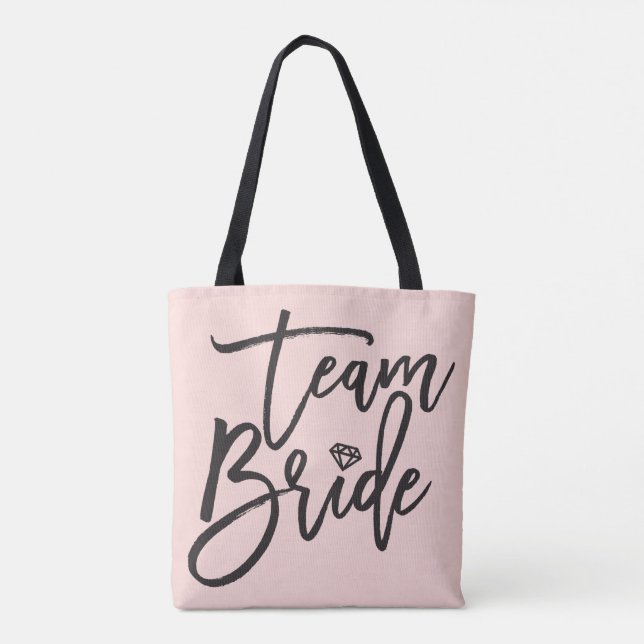 Team Bride Script Diamond Brautparty Tote Bag (Rückseite)