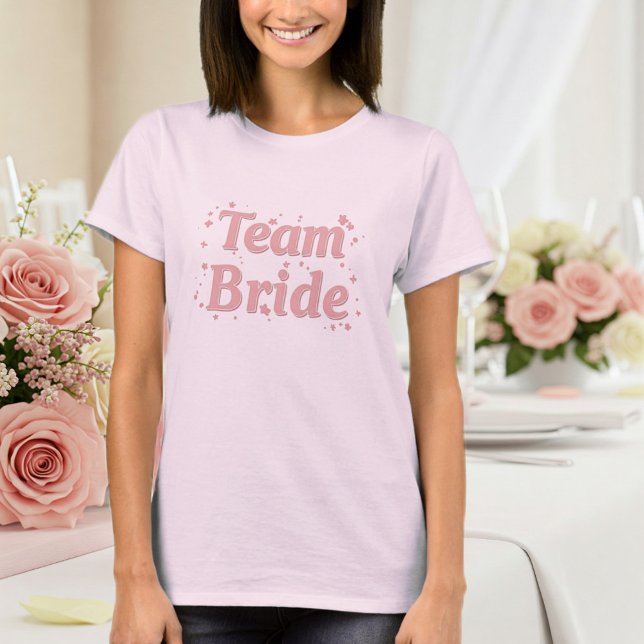 Team Bride T-Shirt for Bridesmaids - Pink design (Von Creator hochgeladen)