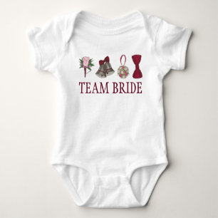 TEAM BRIDE Wedding Bridal Rose Party Flower Girl Baby Strampler