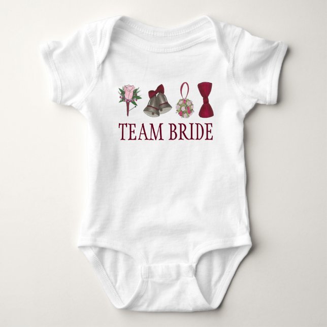 TEAM BRIDE Wedding Bridal Rose Party Flower Girl Baby Strampler (Vorderseite)