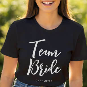Team Bride Wedding Personalisiert Schwarz-weiß T-Shirt
