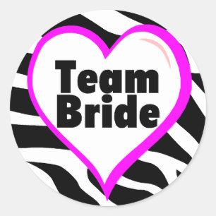 Team Bride Zebra Stripes Runder Aufkleber