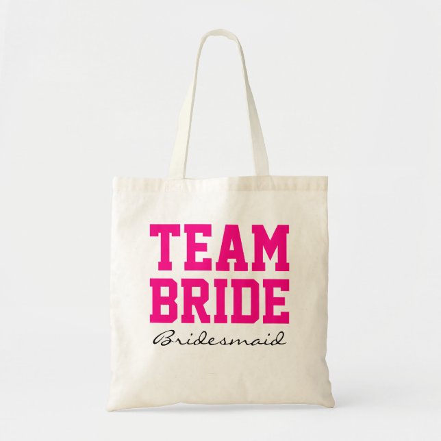 Team Bridmaid personalisiertes Hot Pink2 Tragetasche (Vorne)