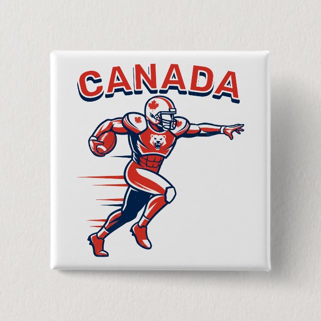 Team Canada Football Dynamic Patriotic Athlete Art Button (Vorderseite)