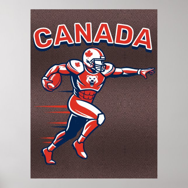 Team Canada Football Dynamic Patriotic Athlete Art Poster (Vorne)