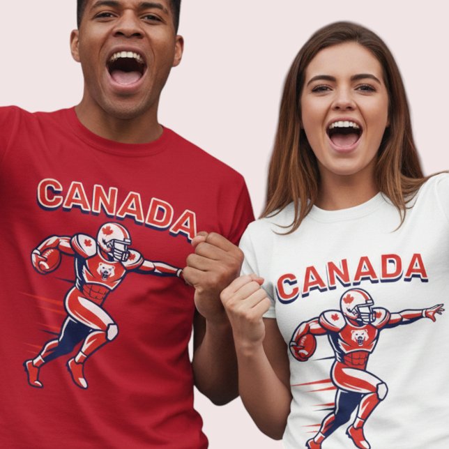 Team Canada Football Dynamic Patriotic Athlete Art T-Shirt (Use Personalized to change color/font.
Choose a color that matches the background color of shirt)