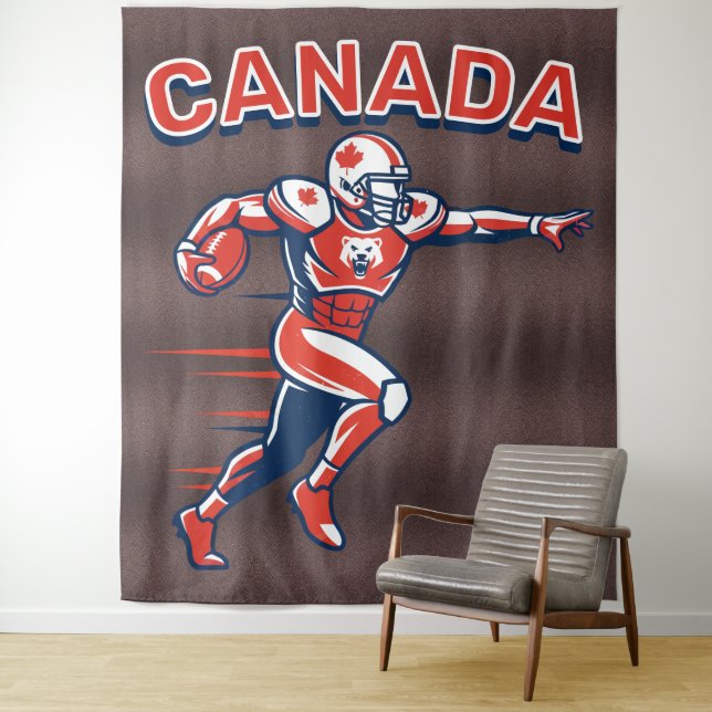 Team Canada Football Dynamic Patriotic Athlete Art Wandteppich (Beispiel)