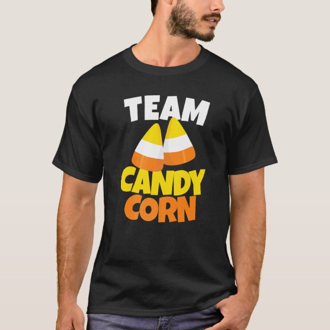 Team Candy Corn Lazy Halloween Kostüm T-Shirt (Vorderseite)