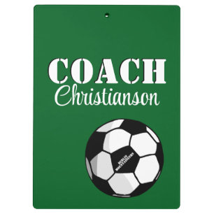 Team Coach Green White Soccer Field Personalisiert Klemmbrett