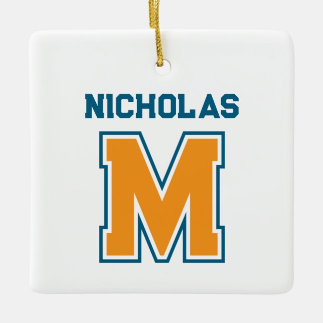 Team Colors Monogram Name Keramikornament (Vorderseite)