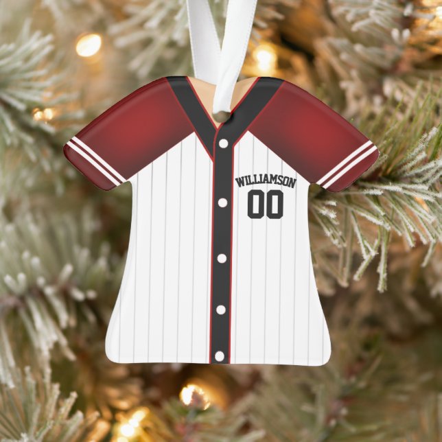Team Colors Personalisiert Baseball Jersey Ornament (Baum)