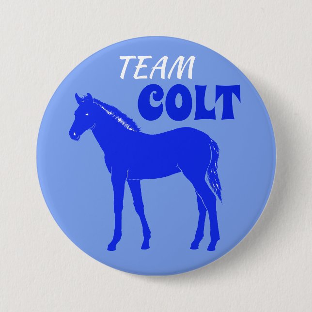 "Team Colt" Blue Gender Reveve Button (Vorderseite)