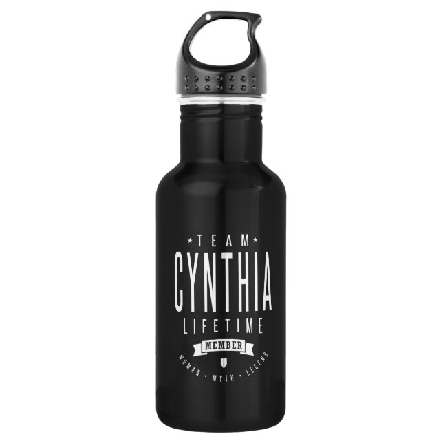 Team Cynthia Lifetime-Mitglied Edelstahlflasche (Vorderseite)