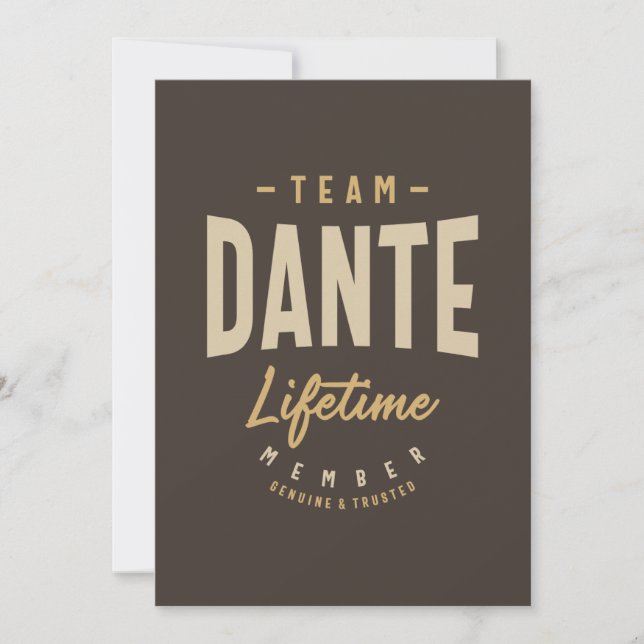 Team Dante Lifetime Personalisierter Name Einladung (Vorderseite)
