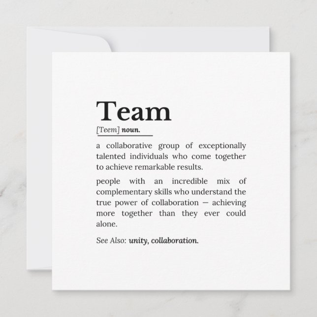 Team Definition – The Power of Collaboration  Karte (Vorderseite)