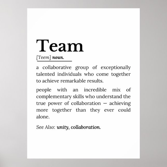Team Definition – The Power of Collaboration  Poster (Vorne)
