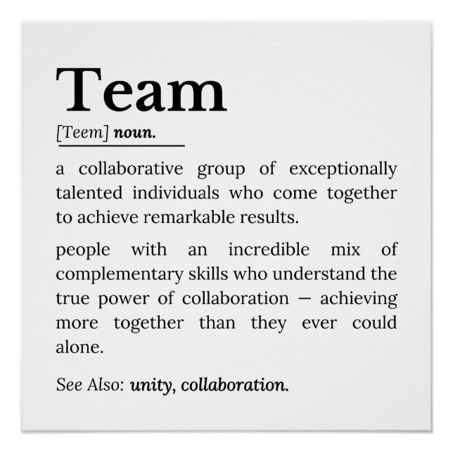 Team Definition – The Power of Collaboration  Poster (Vorderseite)