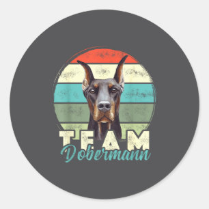 Team Dobermann Hunde Outfit Retro Vintage Doberman Runder Aufkleber
