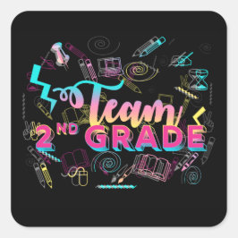 Team Erste Klasse 2 Klasse zurück zu Schulaufklebe Quadratischer Aufkleber