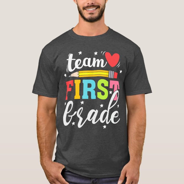Team Erste Klasse farbenfroh zurück zu den Lehrern T-Shirt (Vorderseite)
