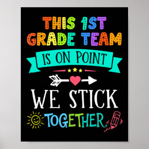 Team Erste Klasse Wir Kleben 100 Tage Schule Kinde Poster