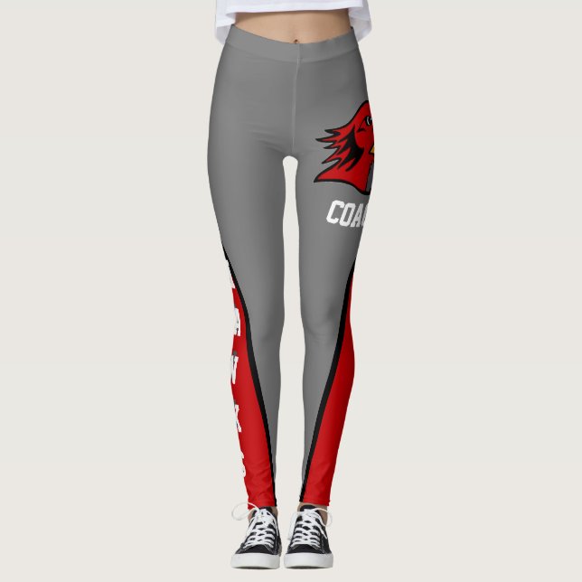 Team & Fan Grau und Rote Maskottchen Leggings (Vorderseite)