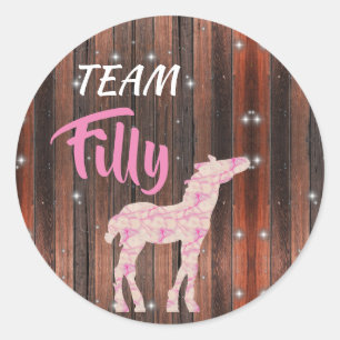 "Team Filly" - Rosa-Gender-Enthüllung Runder Aufkleber