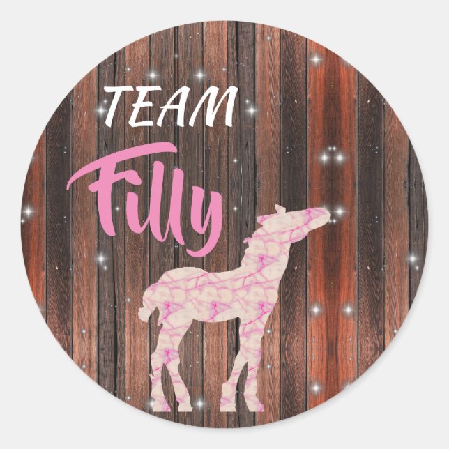 "Team Filly" - Rosa-Gender-Enthüllung Runder Aufkleber (Vorderseite)