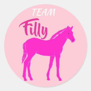 "Team Filly" - Rosa-Gender-Enthüllung Runder Aufkleber