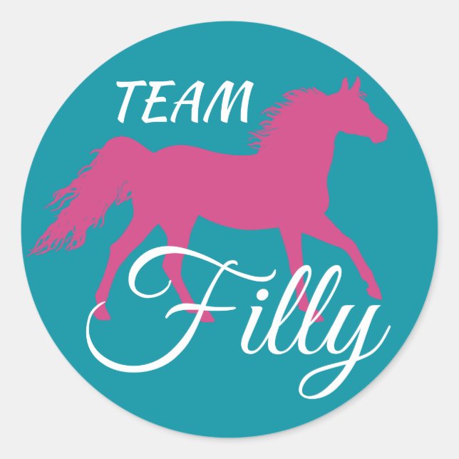 "Team Filly" - Rosa-Gender-Enthüllung Runder Aufkleber (Vorderseite)
