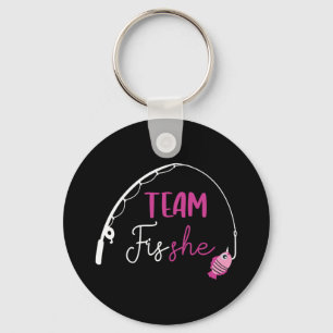 Team Fish She Shirt Fishing Gender Offenlegung Par Schlüsselanhänger