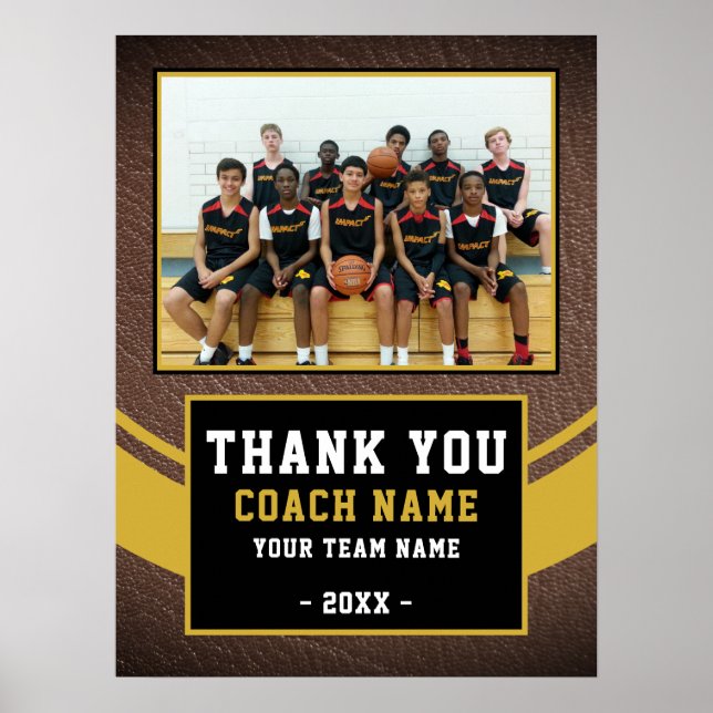 Team-Foto Basketball-Trainer Danke  Poster (Vorne)